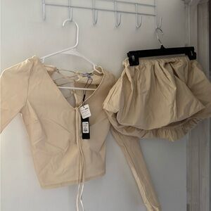 Fashion Nova Cream Two-Piece Dress Set